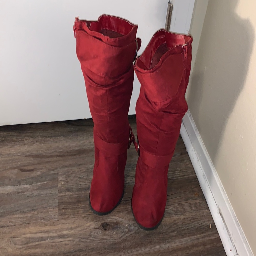 Red heeled boots